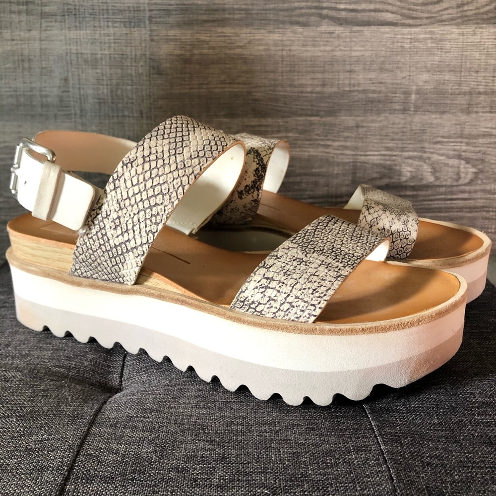 Dolce Vita white snakeskin sandals